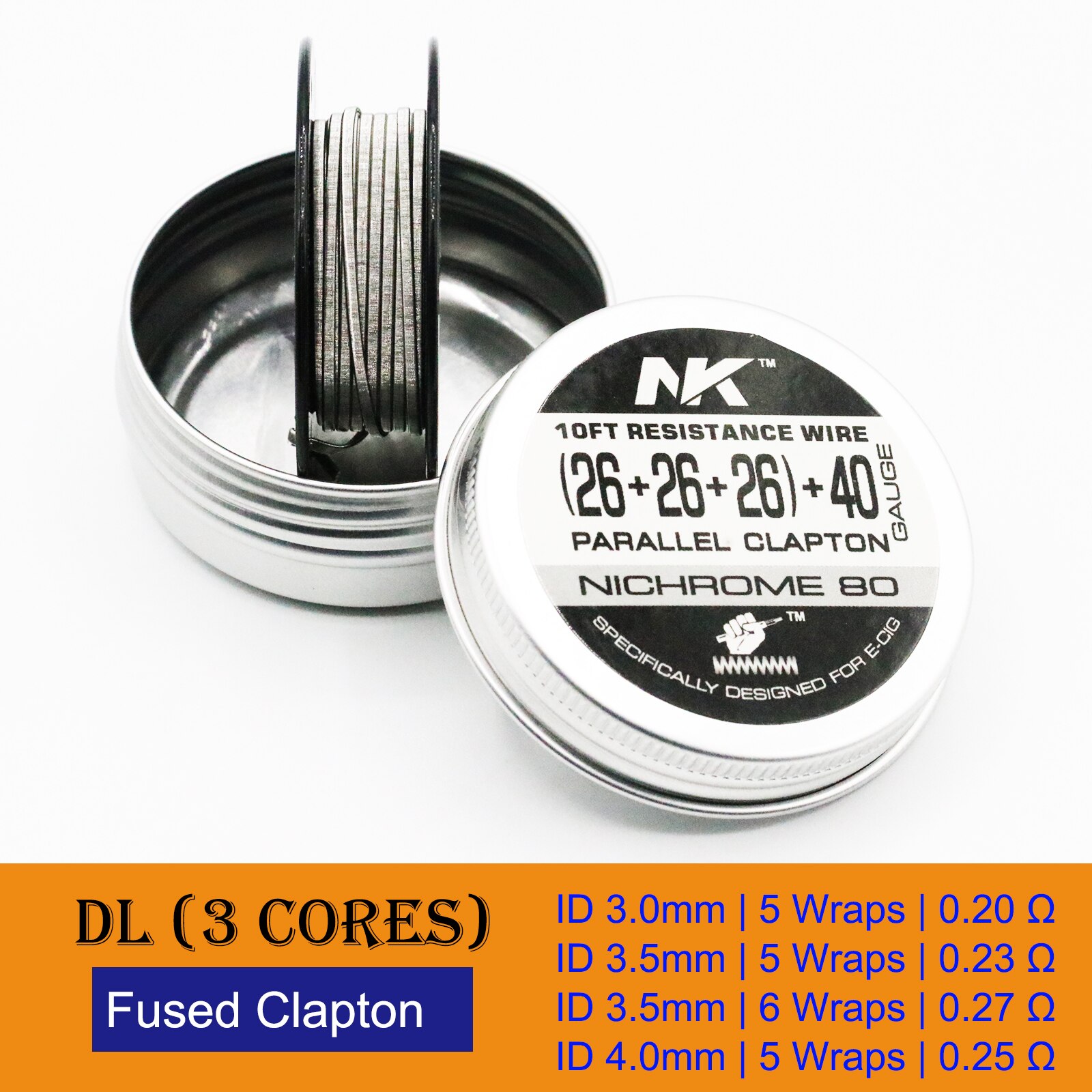 NK Ni80 filo di bobina Clapton fuso Nichrome sfalsato filo di riscaldamento alieno per Vape RDA RTA 10 piedi: 3. Ni80 26x3-40