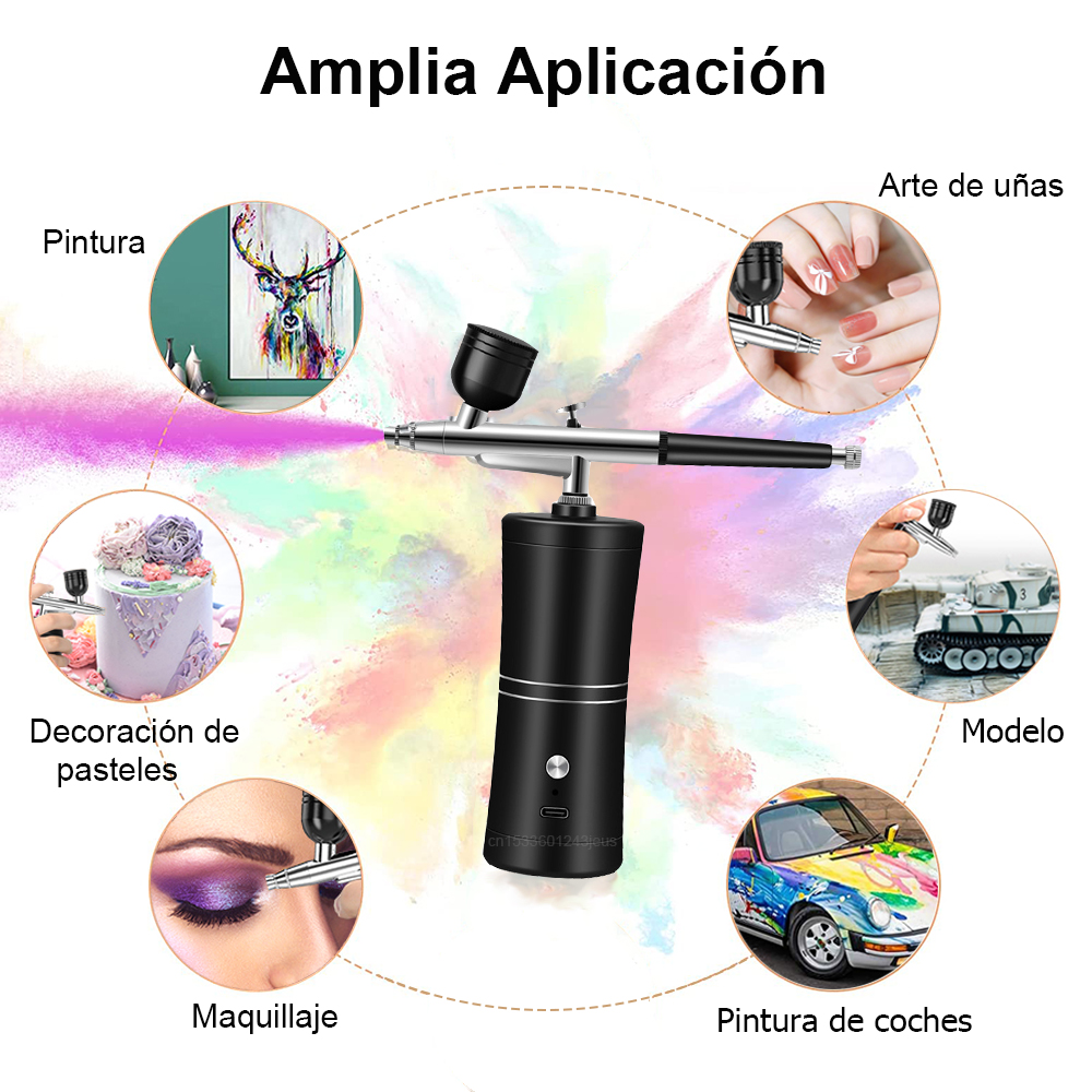 Aerógrafo portátil con compresor para uñas, aerógrafo para pintura de pasteles, manualidades, arte de uñas