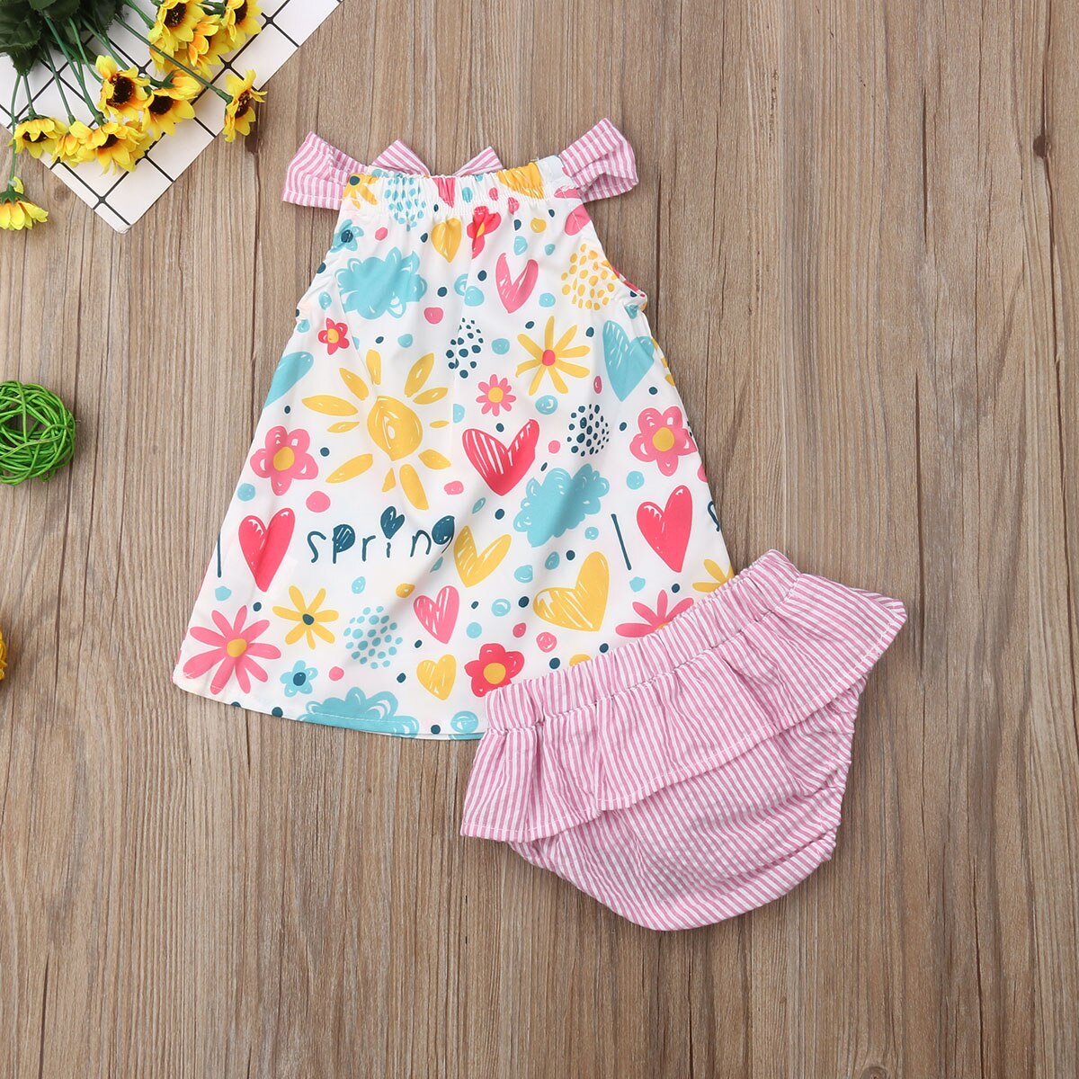 Zuigelingen Kids Baby Meisje Kleding 2 Stuks Mouwloze Bloemenprint Tops Jurk + Shorts Outfits Zomer 0-24M