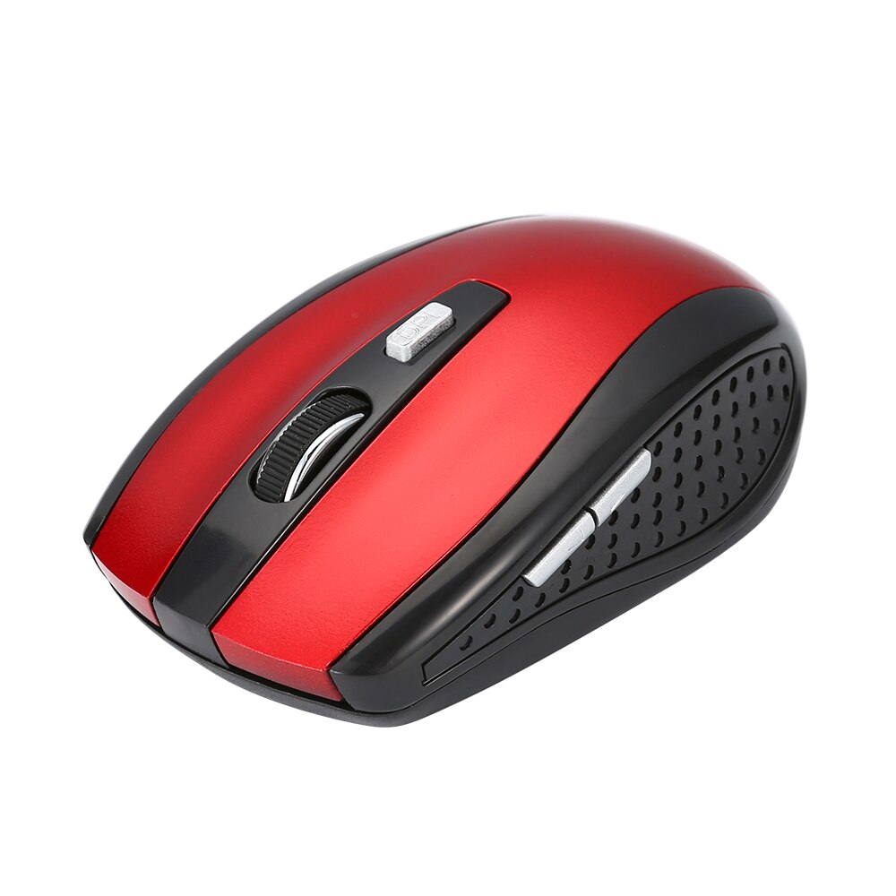 Raton Inalambrico Óptico para PC Ordenador de 2,4 GHz 1600 DPI Receptor USB Portátil: Rojo