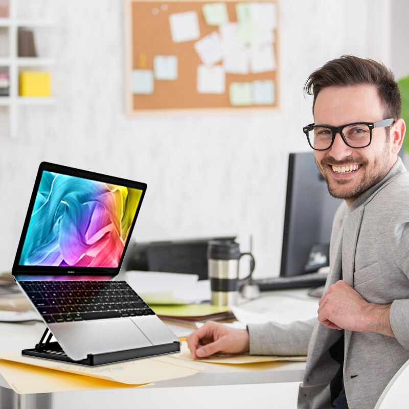Tragbarer laptopständer mit wärmeableitung, verstellbare mehrwinkelhalterung für den schreibtisch  t84c