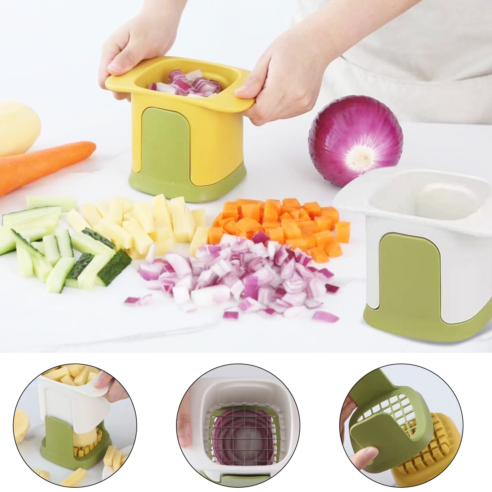 Kitchen Dicing Machine Hand Pressure Cutter Multifunctional Tool for Vegetables Ergonomic Handles for Onions Garlic EIG88