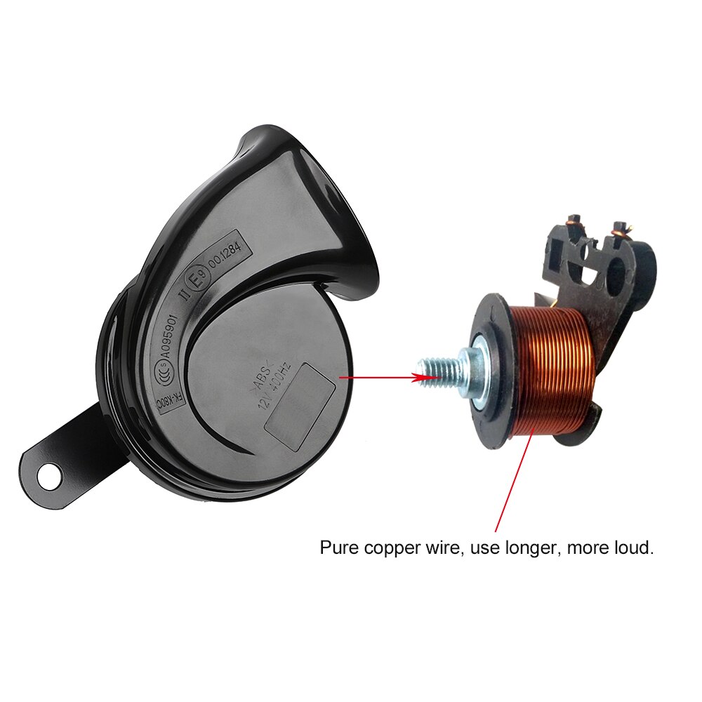 2 pièces klaxon de voiture noir universel 12V fort Double ton escargot klaxon électrique 140Db pour voiture camion moto Double insertion Joint