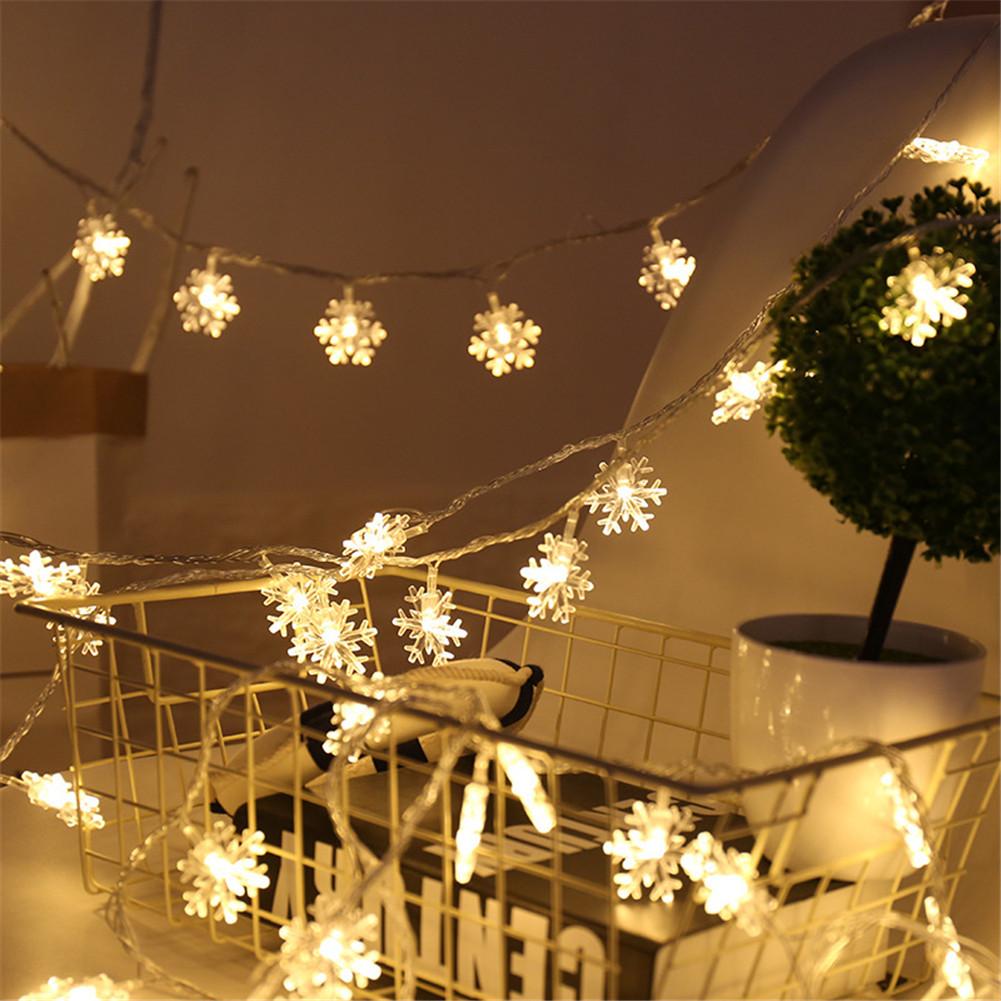 Guirnalda de luces LED con forma de copo de nieve, guirnaldas brillantes, lámpara alimentada por batería para Navidad, Decoración Para Boda o , punto de luz de hadas