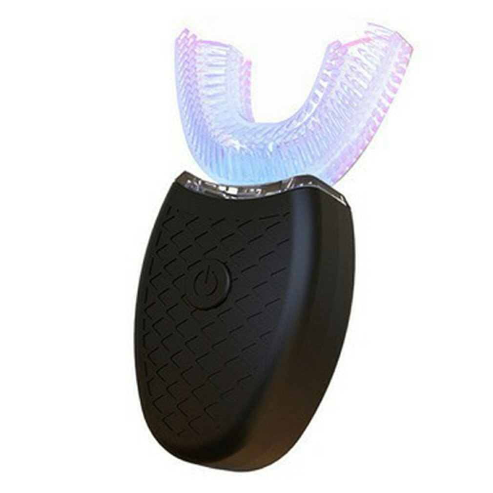360 Degrees Intelligent Automatic Toothbrush Sonic Electric Toothbrush U Type Tooth Brush USB Charging Brush: black