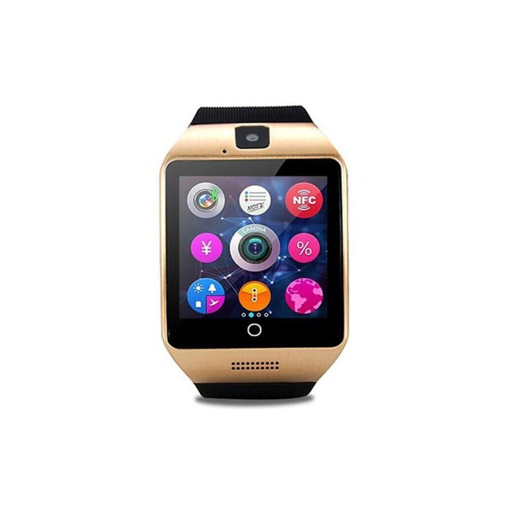 Smart ur med kamera  q18 bluetooth smartwatch sim-kort slot fitness aktivitet tracker sport ur til android: Guld