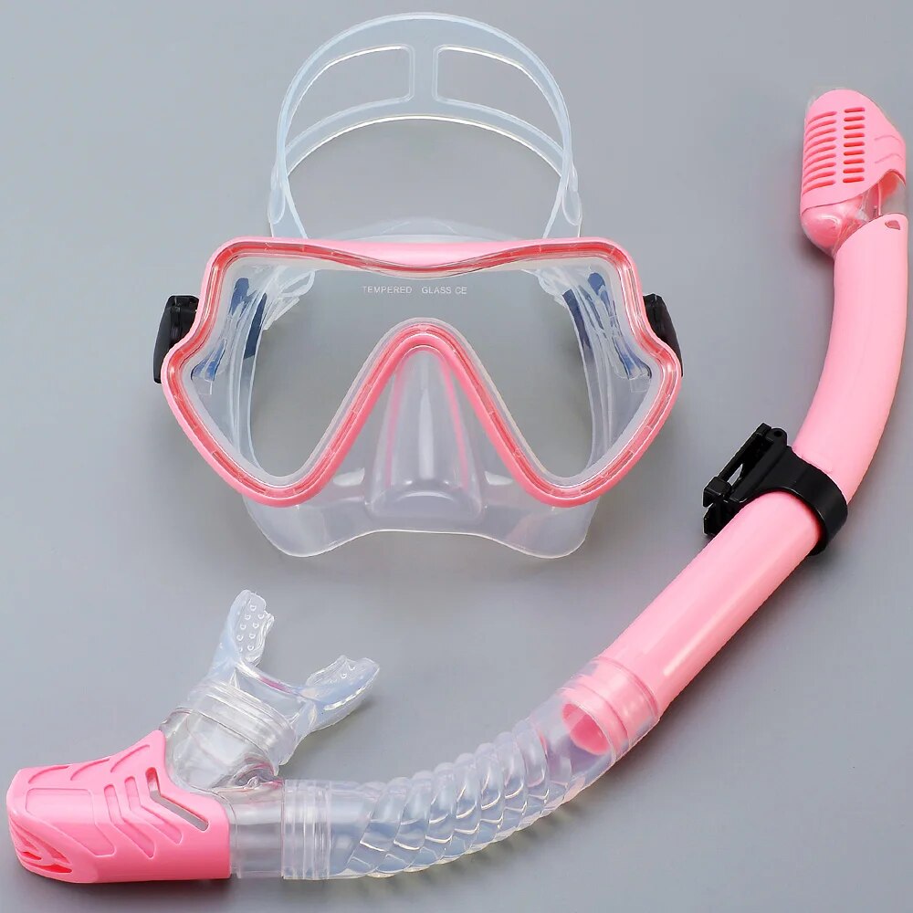 Tauchmaske Schnorchelset für Erwachsene, gehärtetes Glas, professionelle Panorama-Schnorchelausrügestochen, Schwimmtraining, Schnorchelset: Freier Raum