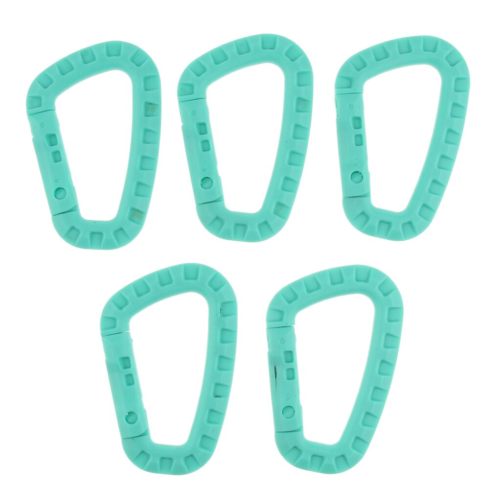 5Pcs Outdoor Carabiner D-Ring Key Chain Clip Hook Camping Plastic Buckle for Quickdraw, Travel Backpack, Bottle Holder
