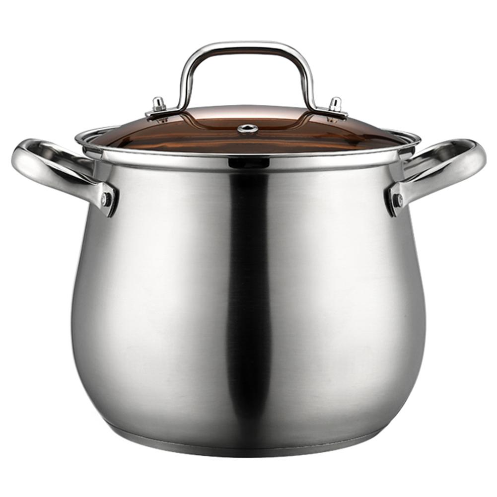 304 Food-grade Stainless Steel Cookware Kitchen Stainless Steel Cooking Pot For Induction Safe With Glass Lid