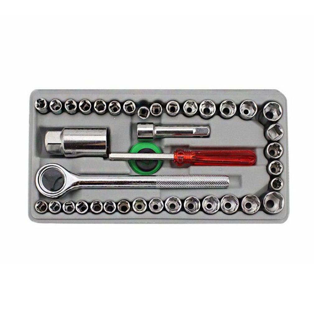 40 Piece Set Socket Wrench Set Universal Barrel Wrench Car Motorcycle Electric Tricycle Repair Tool Box Sleeve Wrench Set