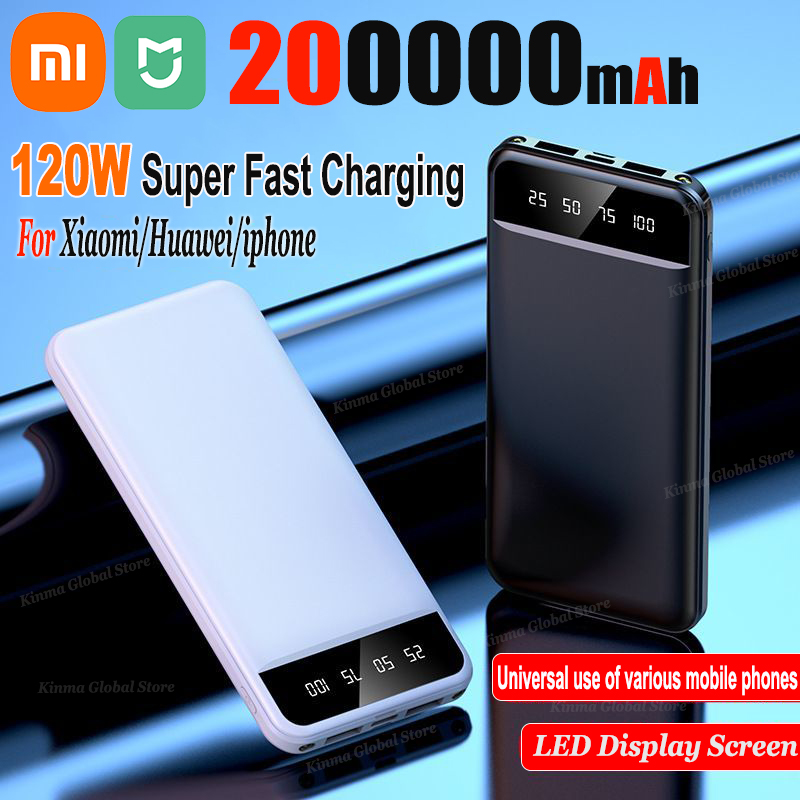 Xiaomi Mijia 200000mAh 120W Power Bank Super Fast Charging High Capacity External Battery With LED Digital Display for IPhone