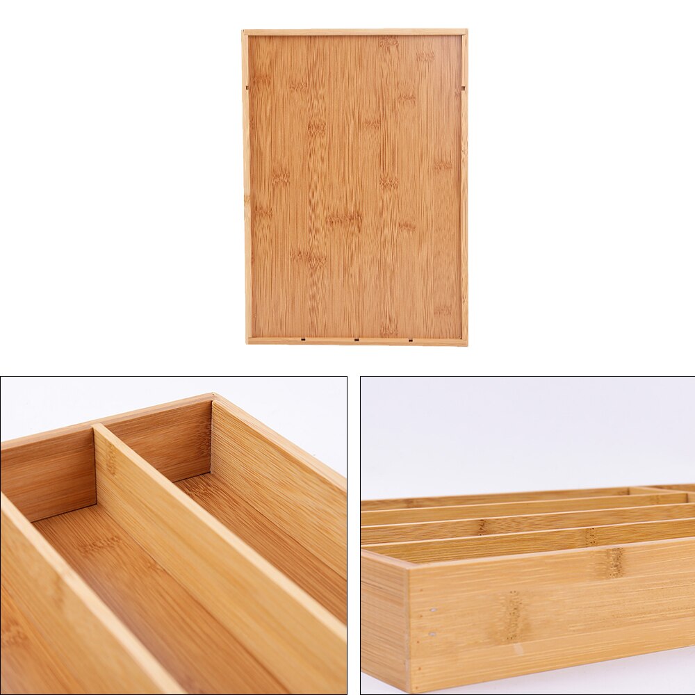 Bamboo Kitchen Drawer Organizer Bamboo Flatware Organizer with 5 Compartments Bamboo Cutlery Tray Utensil Holder Flatware Holde
