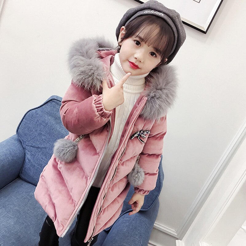 Kinderen Donsjack Winter Jas Voor Meisjes Dikker Meisjes Winterjas Hooded Velour Winter Meisjes Jassen Uitloper 3-12T: pink Parkas / 8T