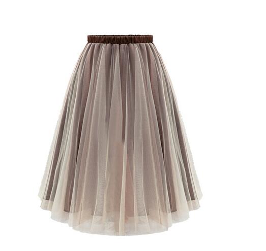 Falda larga de organza de estilo europeo para mujer, 1 unids/lote, verano, informal, 2 colores: 2 / S