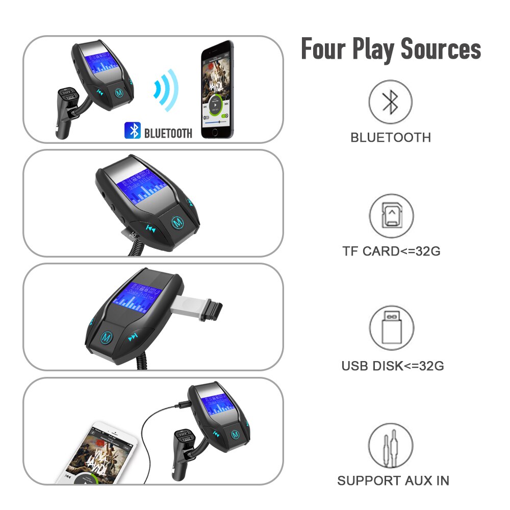 Car Mp3 Player Radio Audio Transmitter Fm Modulator Bluetooth Car Kit Stereo Receiver Transmiter Transmisor Fm USB Fast Charging