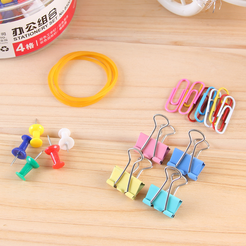 1 paquete de artículos de papelería, conjunto de Clips circulares para sujetar papel, Clips para Carpeta, banda de goma, suministros para oficina y Escuela Deli 8500