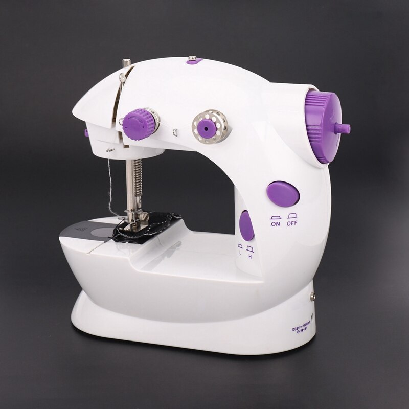 -Eu Plug Mini Electric Handheld Sewing Machine Dual Speed Adjustment With Light Foot AC220V Double Threads Pedal Sewing Machi
