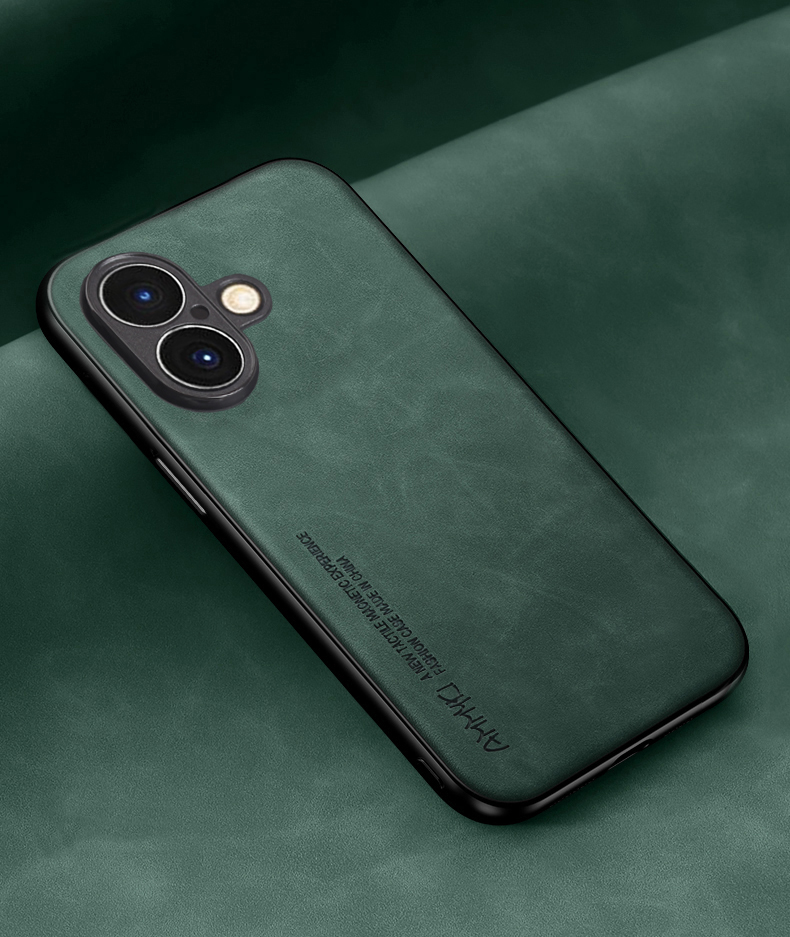 Eenvoudig patroon Zachte lederen hoes voor Apple Iphone 17 Pro Max TPU Siliconen bumperhoes voor Apple Iphone 17 Air Case: Katoenen stof / legergroen