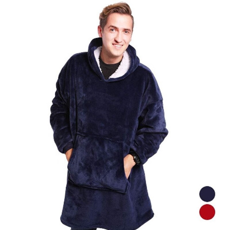 Winter Blanket with Sleeves Oversized Hoodie Fleece Warm Hoodies Sweatshirts Giant TV Blanket Hoody Robe: A2