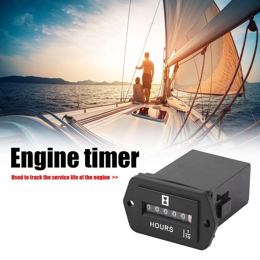 HM002 6-80V Sealed Mechanical Hour Meter Gauge Counter for Diesel Gasoline Engine Generator Motor Boat Motorcycle Tractor