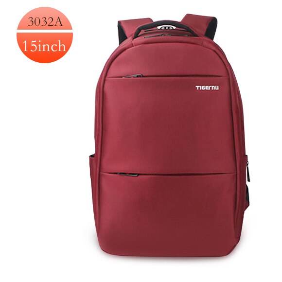 Tigernu-mochila a prueba de salpicaduras para hombre, mochila de negocios para ordenador, informal, bolsa impermeable para ordenador portátil: Red 3032A 15