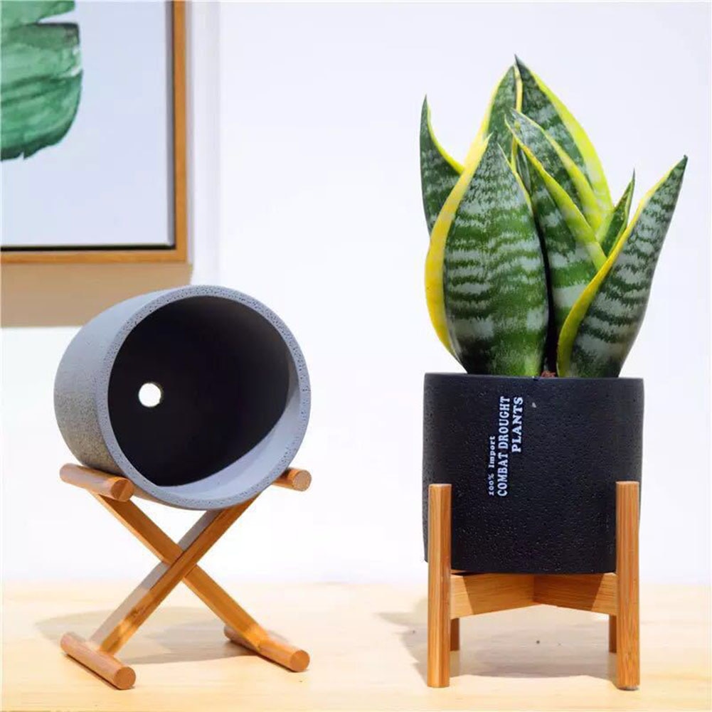 Nordic Wooden Planter Pot Trays Flower Pot Holder Strong Free Standing Bonsai Holder House Balcony Display Flower Stand Shelf