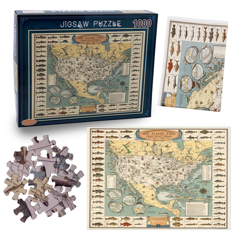 Vis Kaart Puzzel 1000 Stuks Puzzel Voor Volwassenen Kids