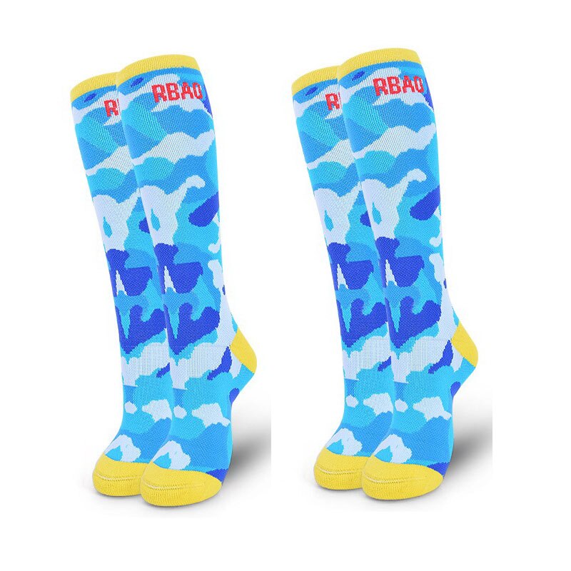 2 pary dzieci zima długa, ciepła skarpetki chłopcy dziewczęta nadruk moro skarpetki termiczne na narty jazda na rolkach snowboard sporty zimowe skarpetki: 2 pairs blue / S (EU 29-31)