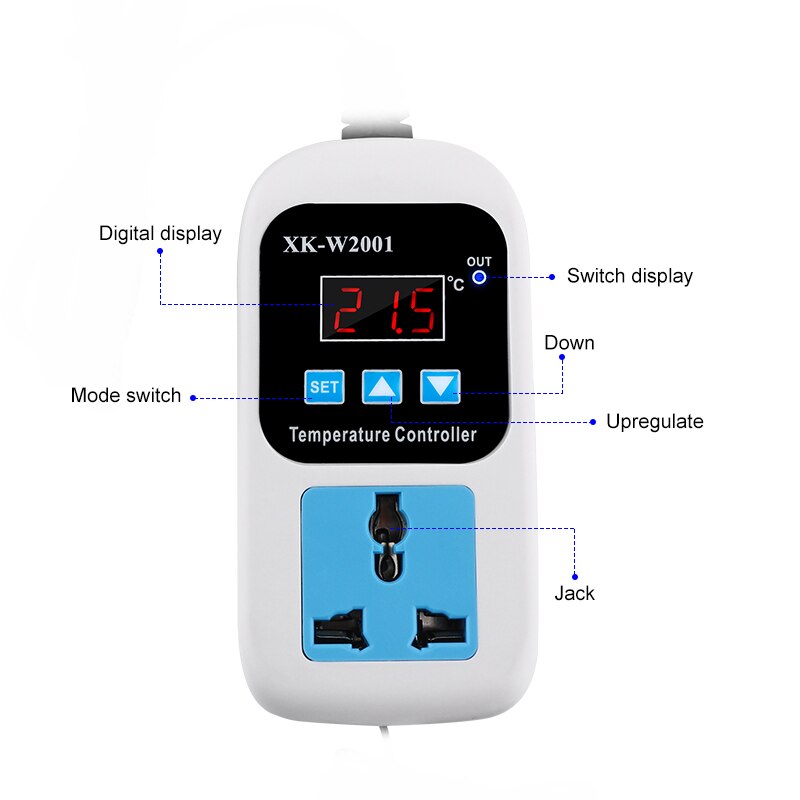 EU Thermostat Digital Temperature Controller LED Thermometer Microcomputer Delay start With Probe 110-220V 1500W For Beer Brew