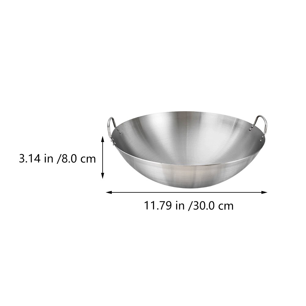 1pc Durable Cooking Pot Stainless Steel Cooking Wok Frying Pan for Home Use
