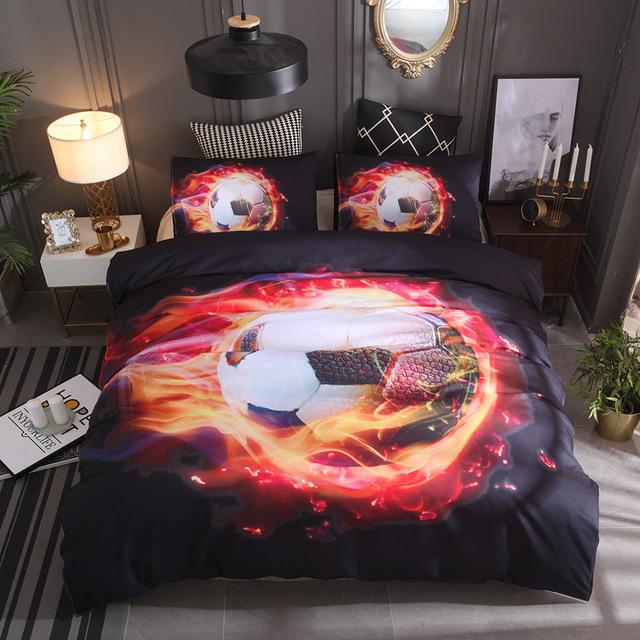 3d flame fotboll tryckt påslakan set 2/3 st queen king sängkläder örngott sängkläder set sport boy: Au dubbel 210 x 210cm