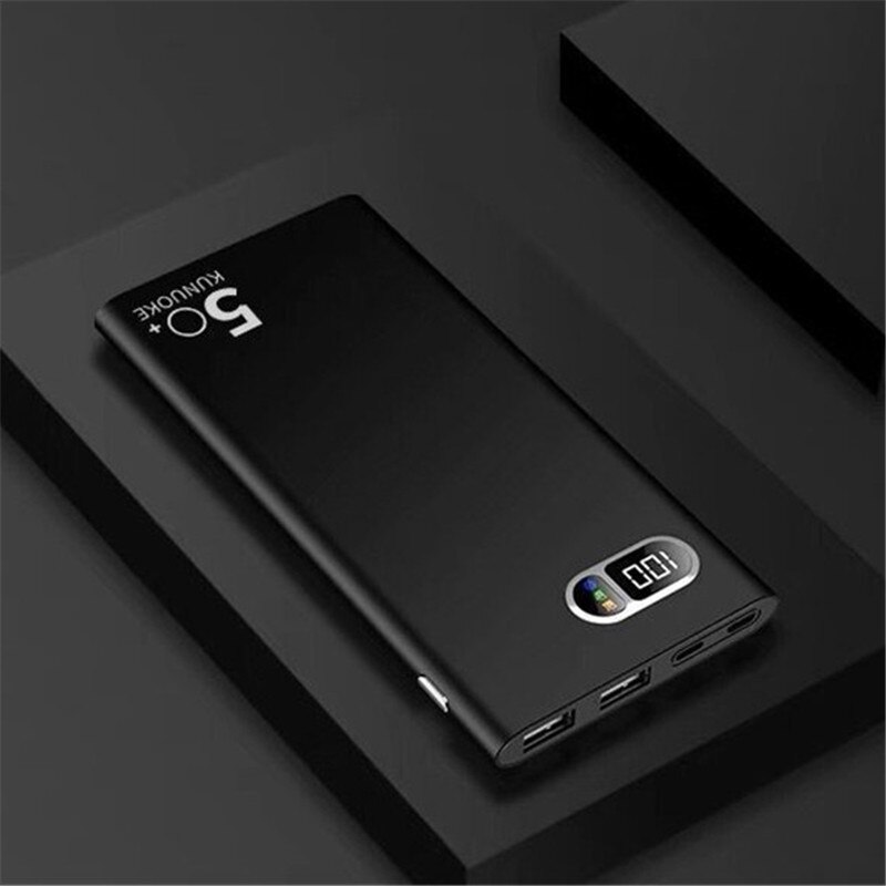 Power Bank 50000mA Large Capacity 2USB Digital Display Outdoor Travel Emergency Ultra-thin Mobile Power Portable Charg: black