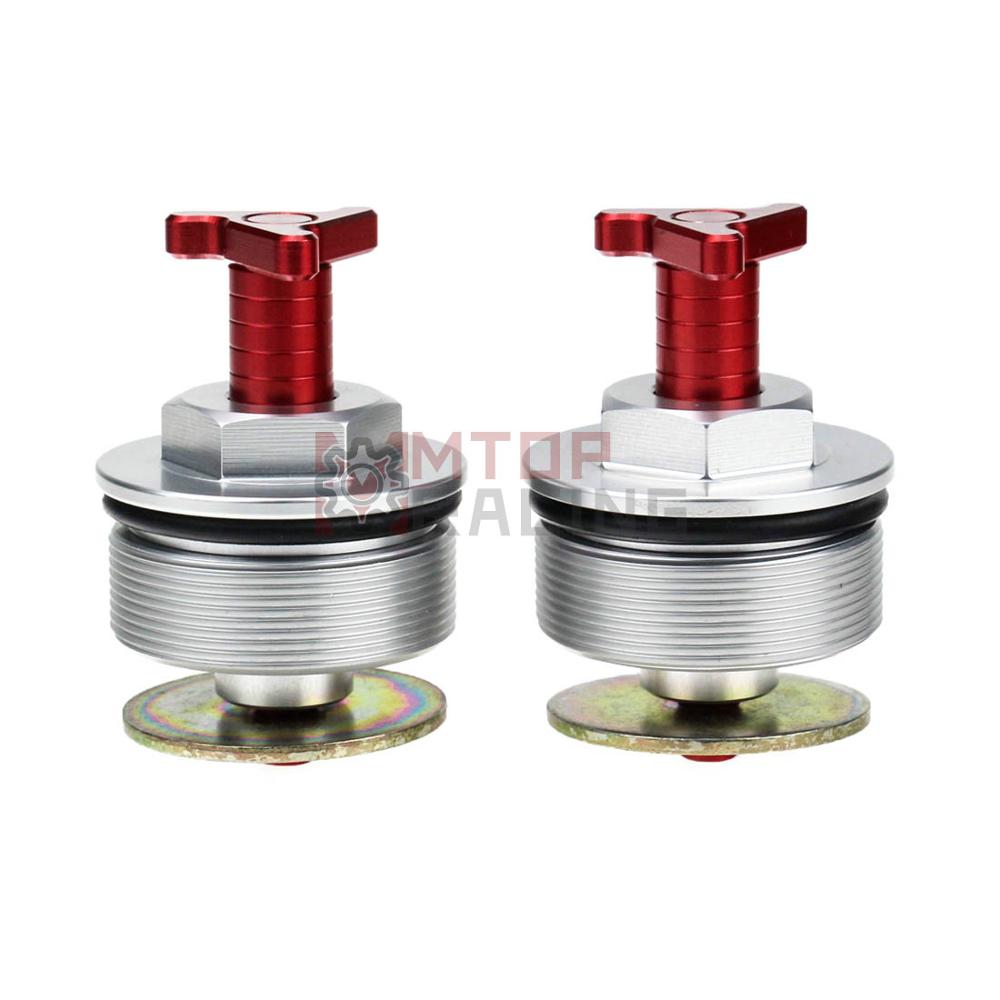 Tapa de horquilla de precarga para Yamaha XT660 43mm, pernos de horquilla triajustables: Silver with red