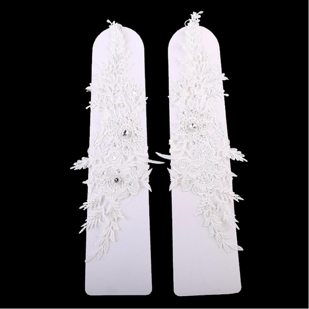 Elfenbein Spitze Braut Finger Handschuhe Frau Lange Hochzeit Handschuhe Kristall Hochzeit Zubehör für Bräute