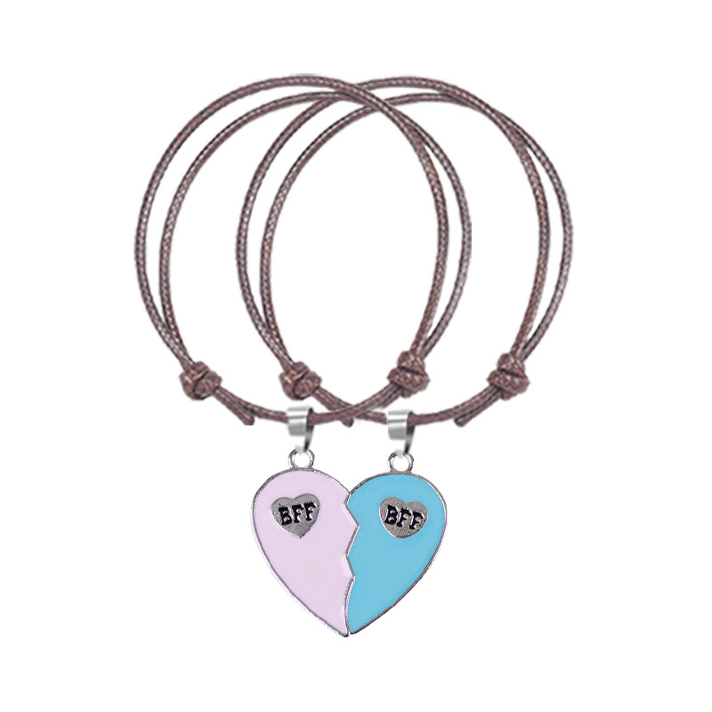 Pulsera trenzada bohemia para mujer, colgante sencillo a la con costuras en forma de corazón, colgante BFF para mejor amigo, de joyería de amistad 2023: VERMEIL