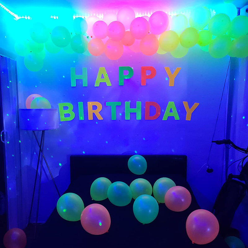 1Set Neon Glow Ballonnen Gelukkige Verjaardag Banner Sterren Fluorescerende Banners Verjaardagsballonnen voor Neon Glow Verjaardagsfeestje Achtergrond
