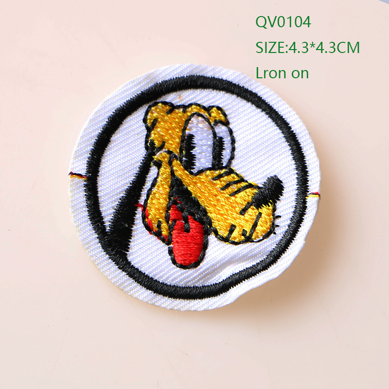 Leuke Hond, Kat, smiley Ronde Icoon Geborduurde Ijzer Op Patches Voor Kleding Diy Strepen Kleding Patchwork Sticker Custom Badges: QV0104