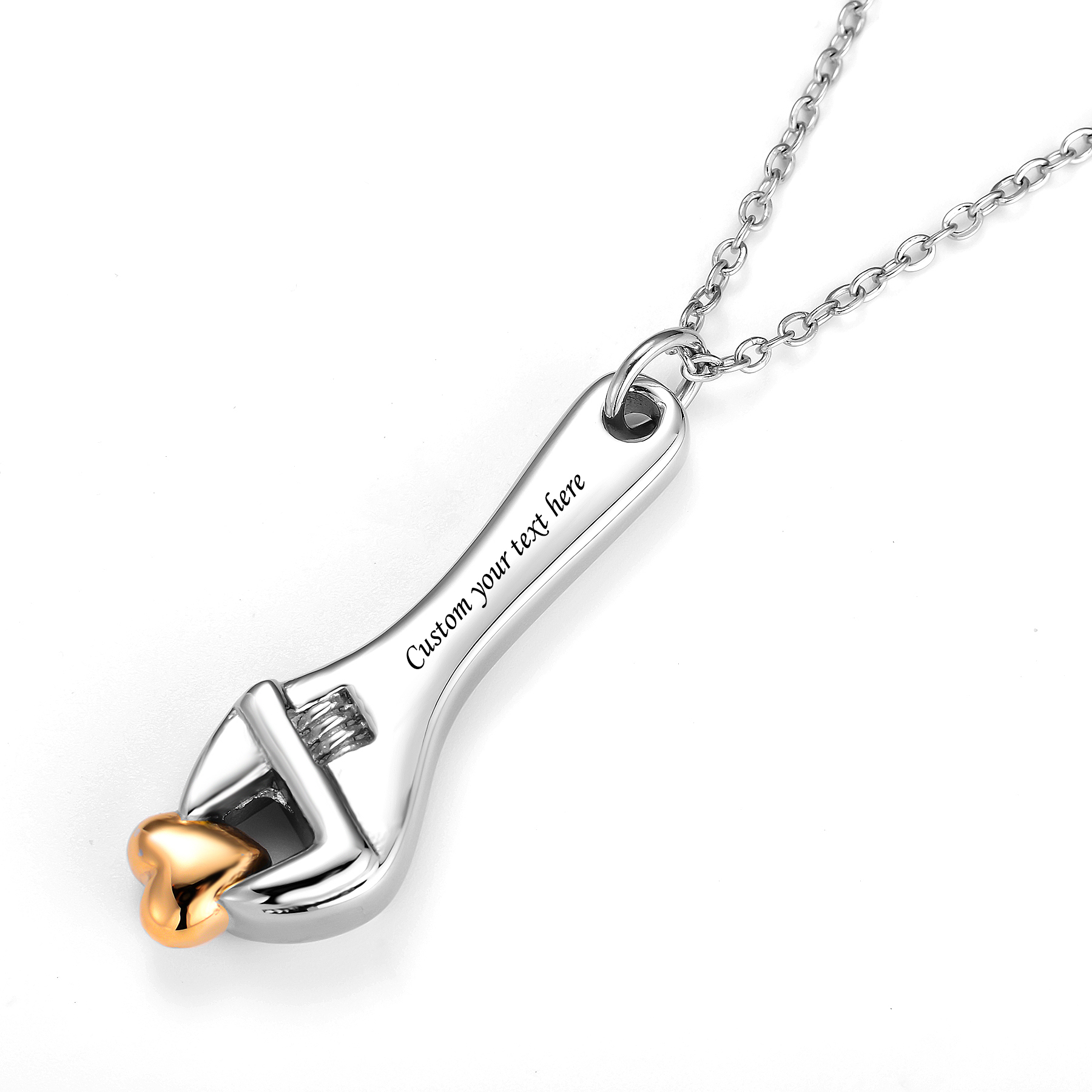 Roestvrijstalen Moersleutel Urn Ketting Voor As Moersleutel Crematie Sieraden Hart Hanger Medaillon Aandenken Sieraden: Goud-kleur