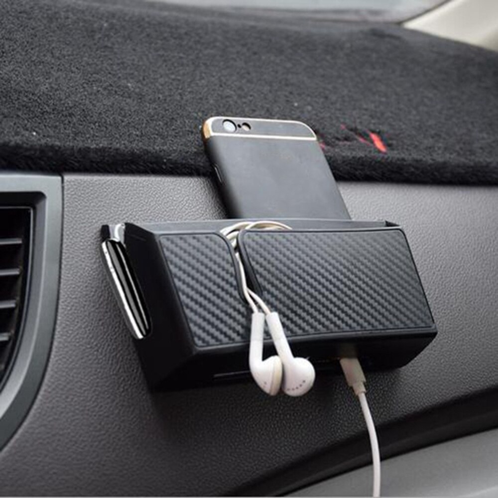 Double Layer Car Organizer Self-adhesive Dashboard Armrest Door Pocket - Size (Black)