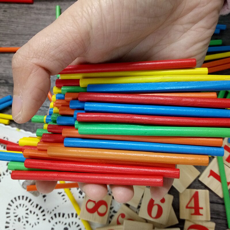 JaheerToy Rekenen Speelgoed voor Kids Count de Stok Houten Speelgoed Ijzeren Doos Pakket Wiskundige Bediening 3-4-5-6-7-8 Jaar