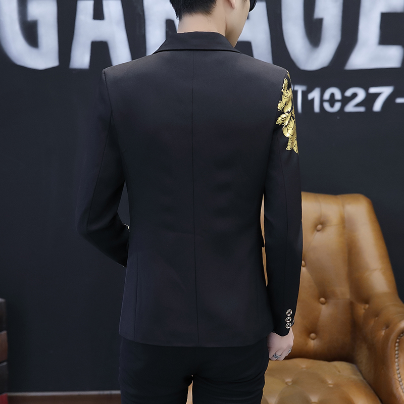 Asian size Men Blazer Slim Fit Designs Korean Elegante Male print Blazer Masculino Button Wedding Casual mens Blazer Jacket