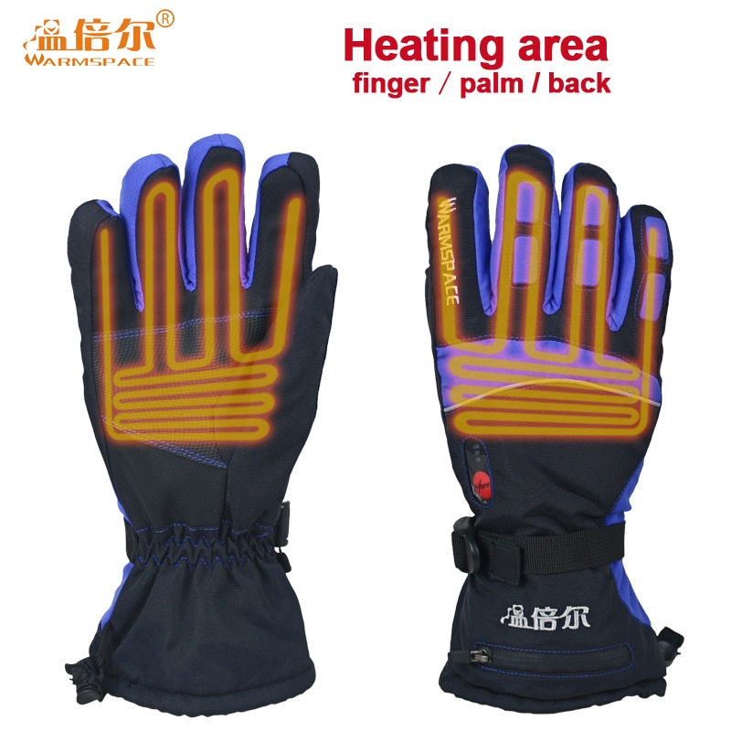 Warmspace 7.4v elektriske opvarmede handsker vandtæt lithiumbatteri selvopvarmende vinter varme udendørs sportscykel skihandsker