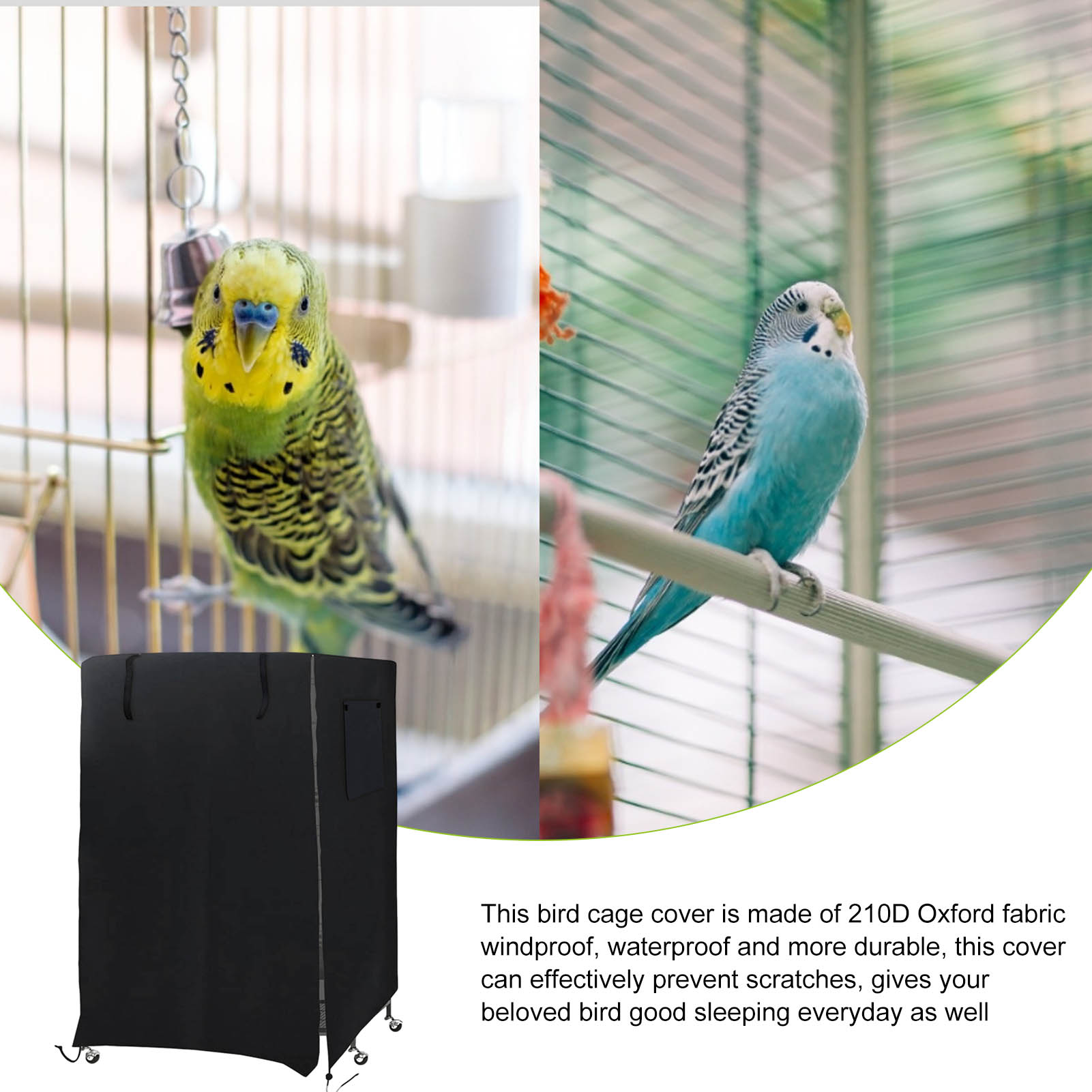 Parrots Aviary Bird Cage Cover Good Night Oxford Cloth Waterproof Anti-UV Birdcage Cover With Mesh Window For Large Bird Cage