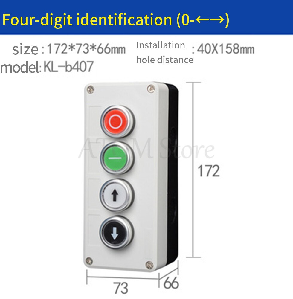 Button switch control box emergency stop waterproof button indicator box plastic start electric box: Silver