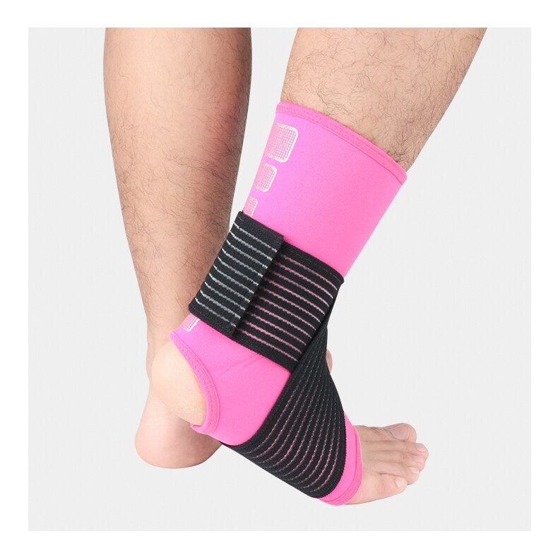 1pcs Elastic Ankle Support Brace for Basketball Sprain Prevention Adjustable Sports Compression Bandage Ankle Guard: Pink / XL