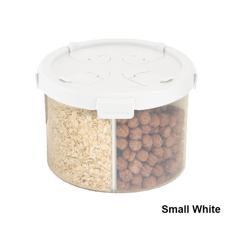 Sealed Multigrain Grain storage tank Compartment Barrel Kitchen Grain Storage Box Transparent Cereal Food Storage Containers Jar: White Small