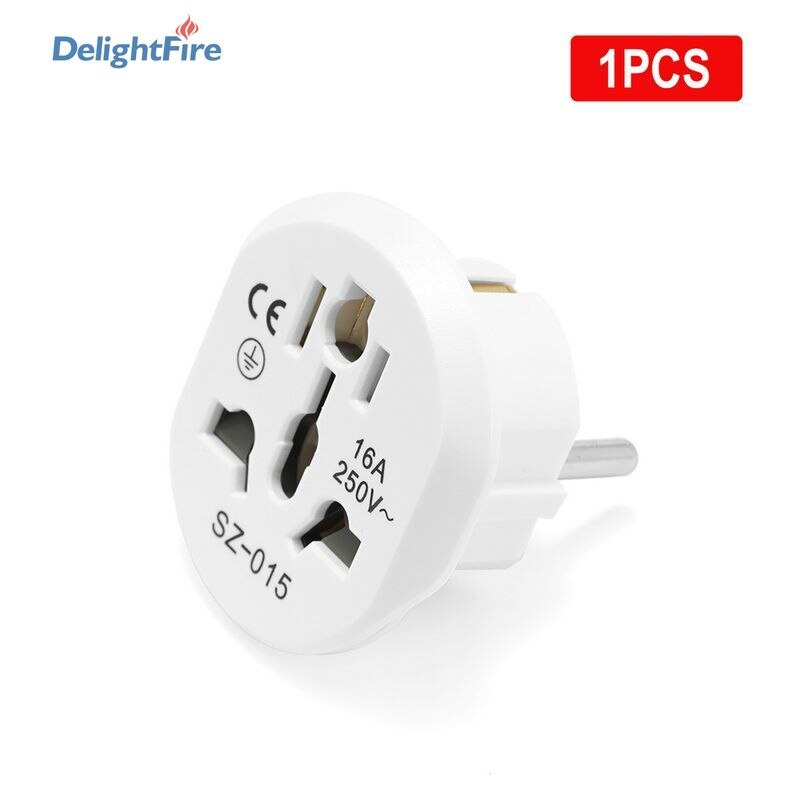 EU Plug Adapter Universal 16A 250V AU US UK CN To EU Wall Socket US to EU Converter Socket AC Travel Adapter: white