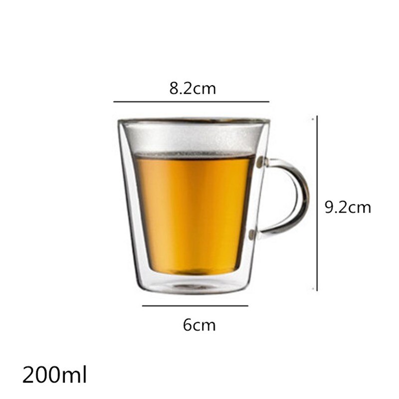 Double insulation transparent glass coffee cup with the glass office household cup milk cup 400 ml: Pattern1   250ml