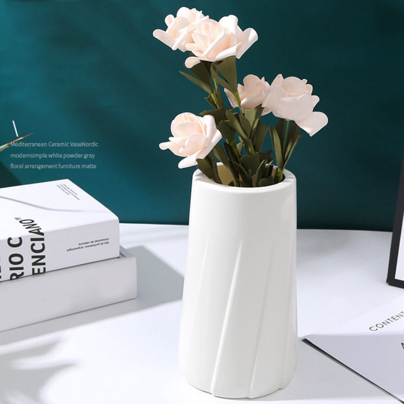 Grand Vase à fleurs en plastique de Style nordique, Pot de fleurs décoratif, de pendaison de crémaillère, Vase à plantes hypodronique de bureau: White Style 3