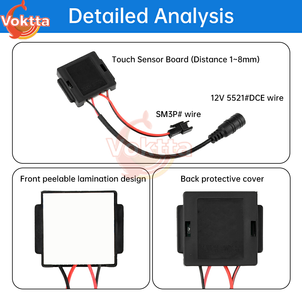 Dc 5-12v 3a 36w intelligent berøringsbryter led-lys dobbel fargetemperaturjustering kompakt berøringsplatebryter